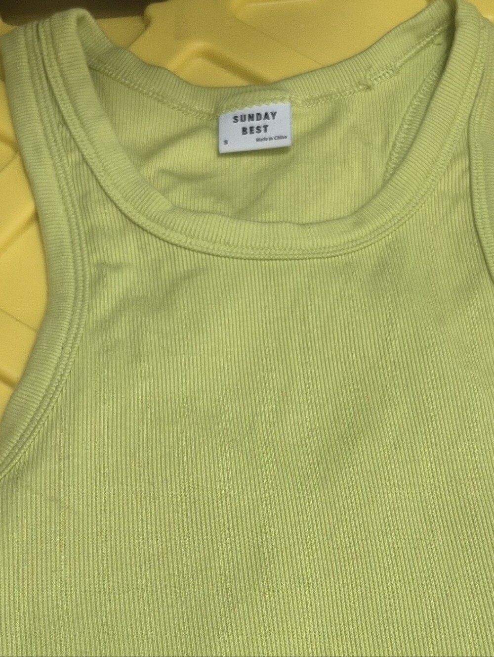 Sunday Best Neon Lime Ribbed Tank Top